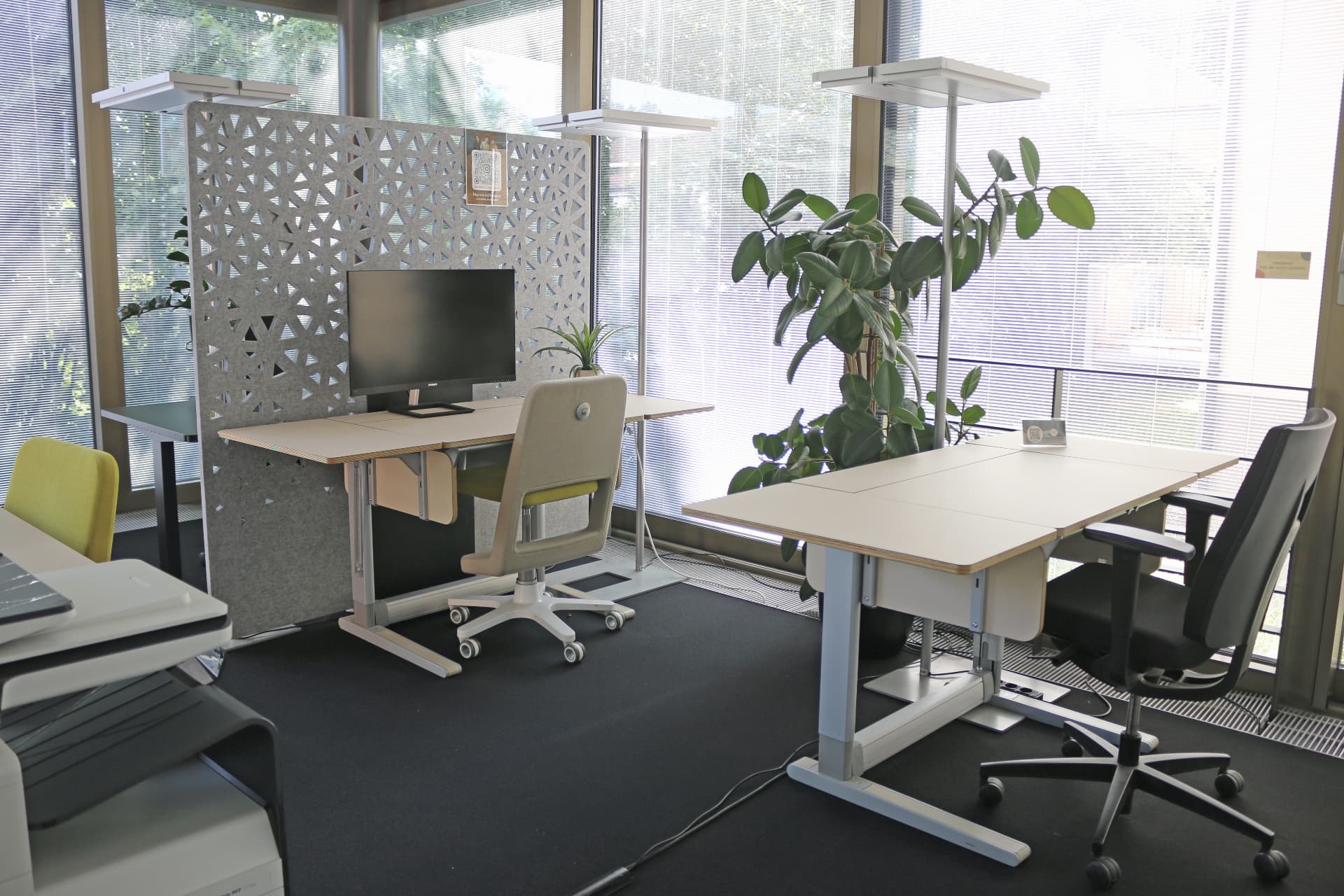 Flexible Arbeitsplätze in heller, grüner Atmosphäre — Bild 2