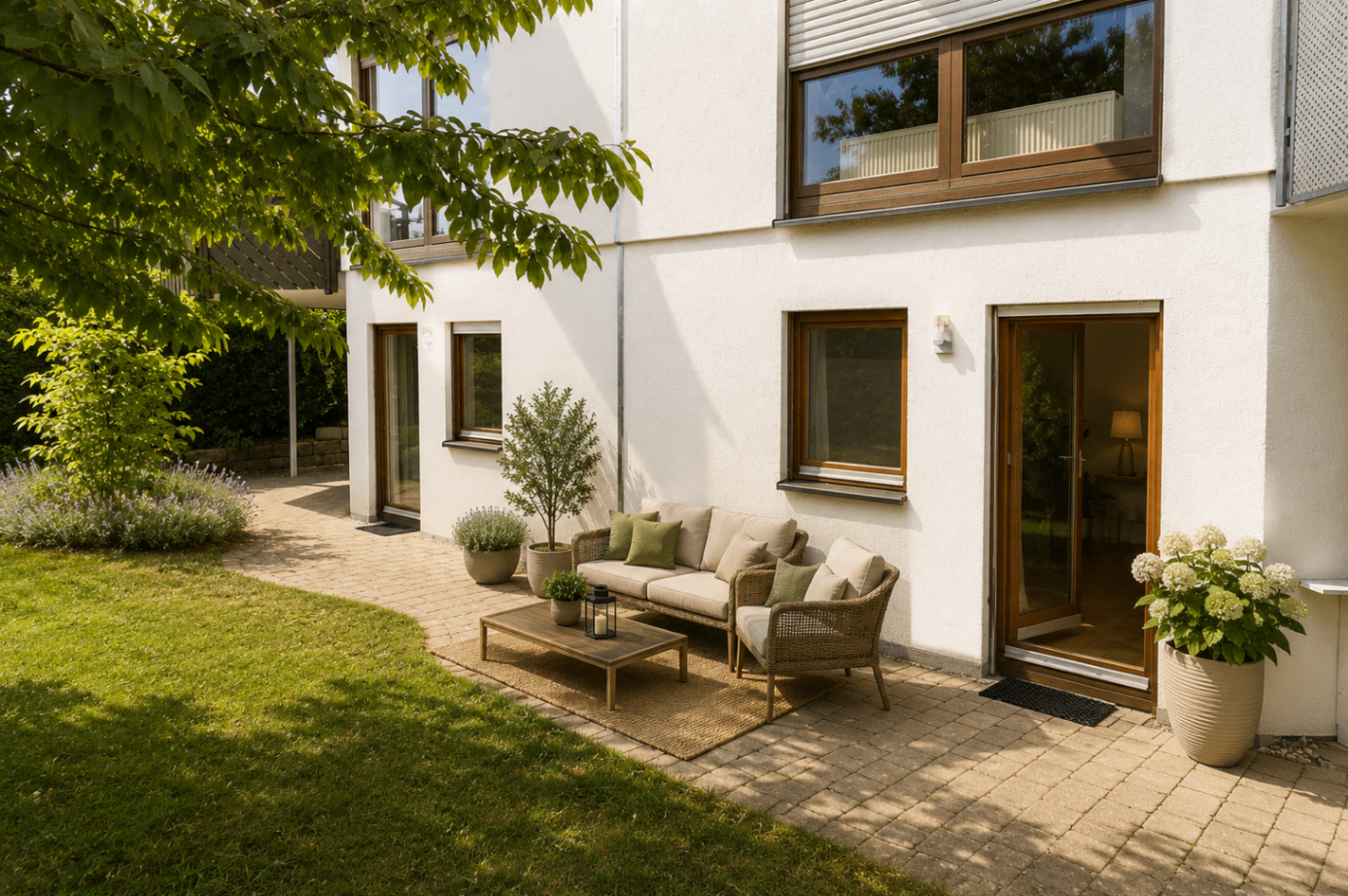 Lichtdurchflutete Gartenwohnung mit Stil